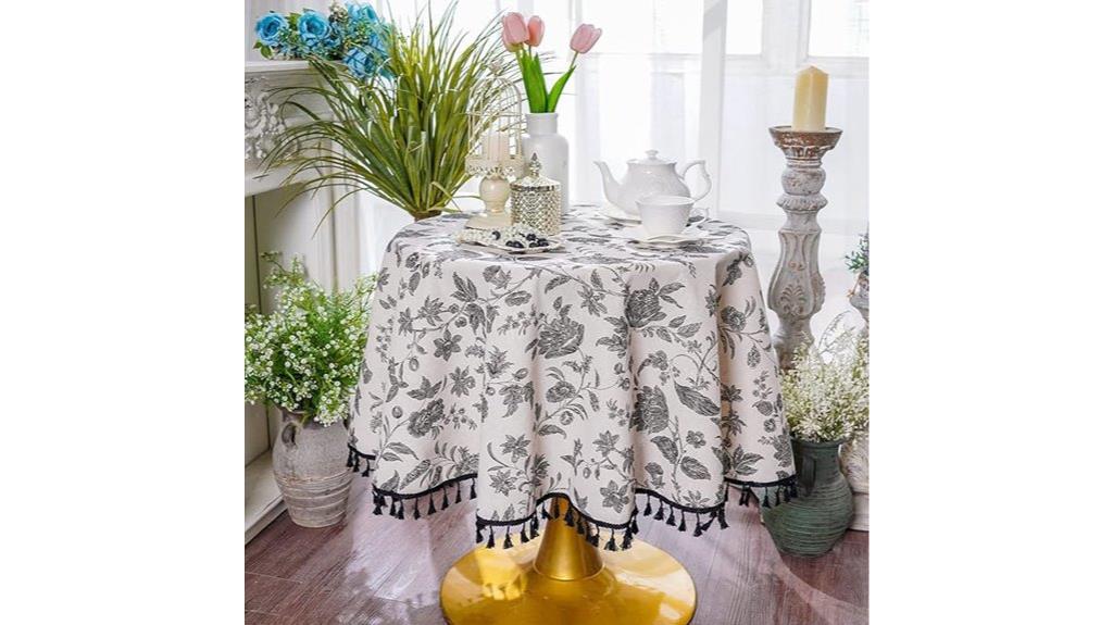 boho black floral tablecloth