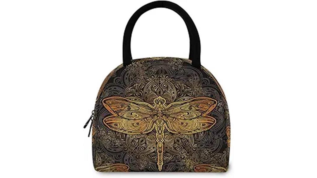 boho dragonfly lunch tote