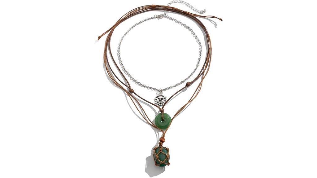 boho gemstone sun pendant