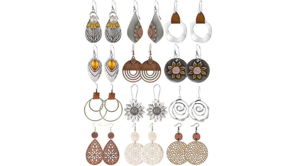 boho geometric round earrings