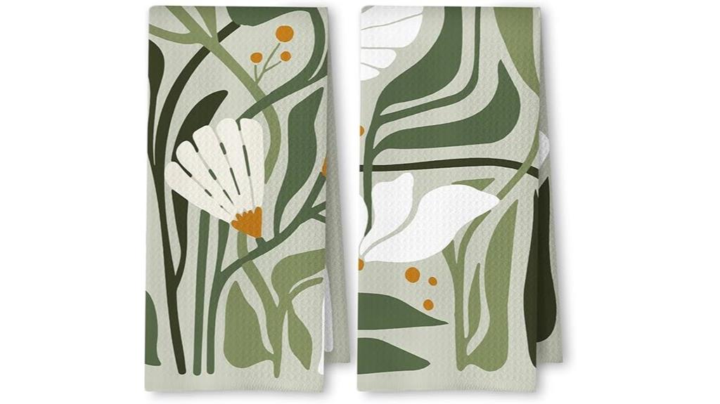boho green floral towels