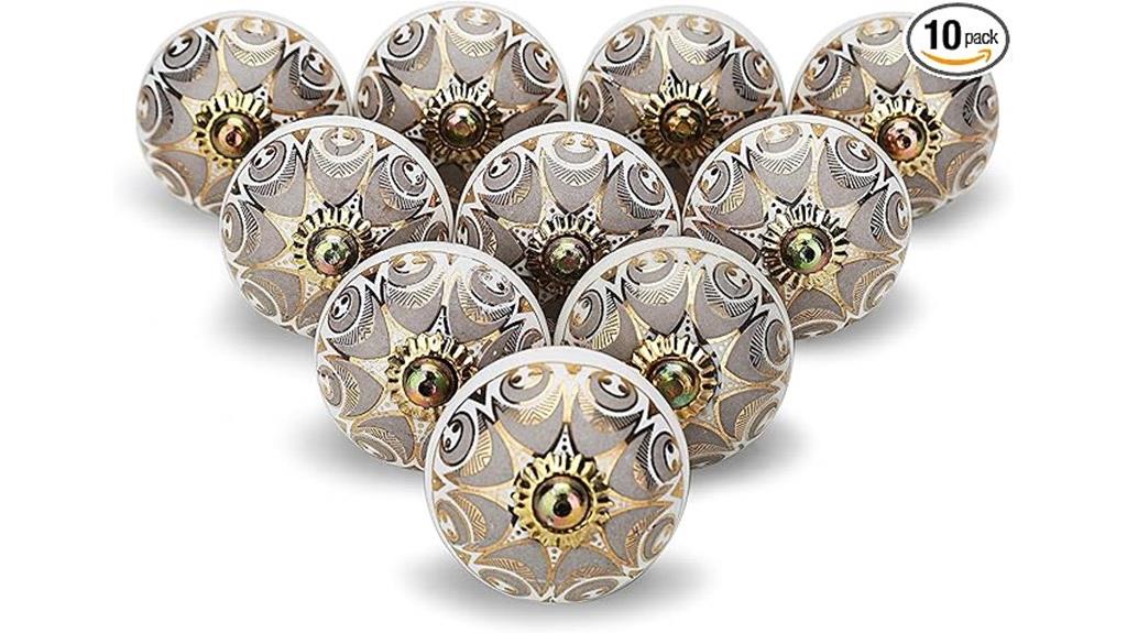 boho grey ceramic knobs