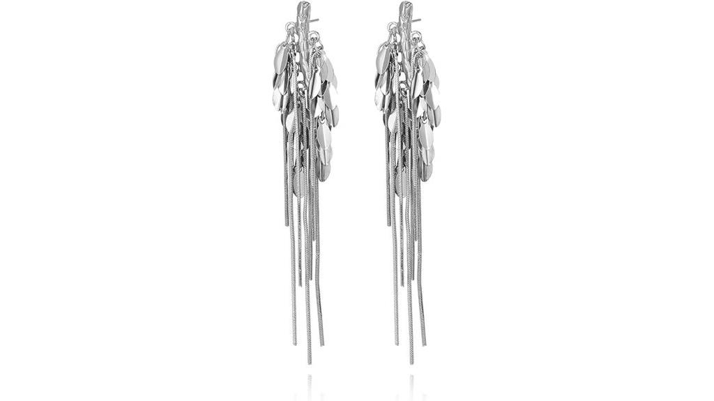 boho leaf tassel earrings