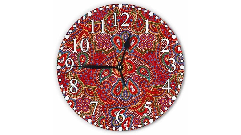 boho paisley wall clock