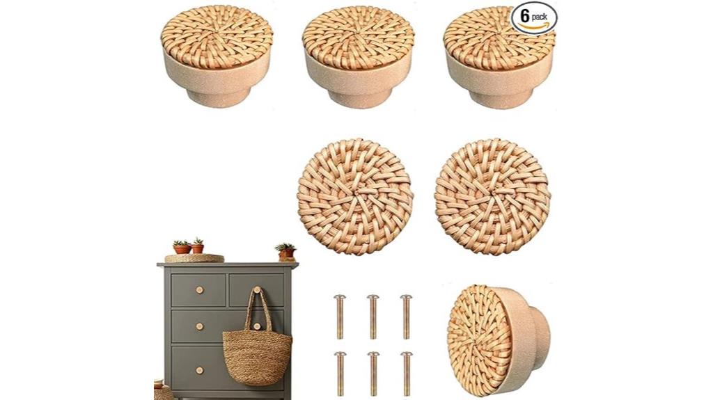 boho rattan drawer handles