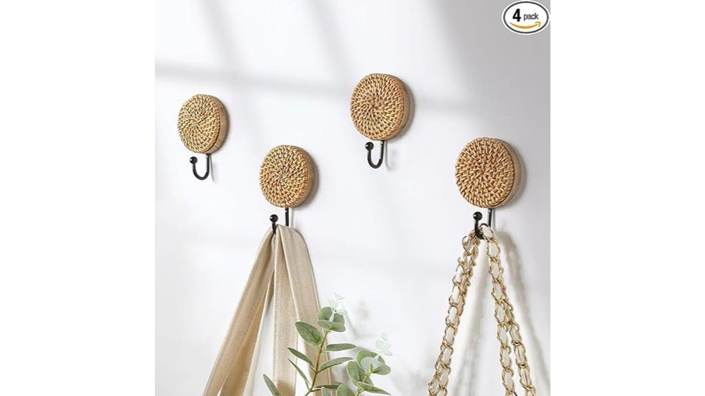 boho rattan wall hooks