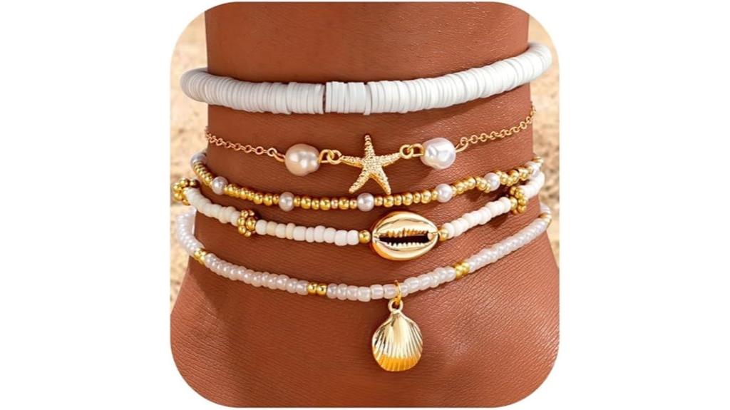 boho shell anklet set