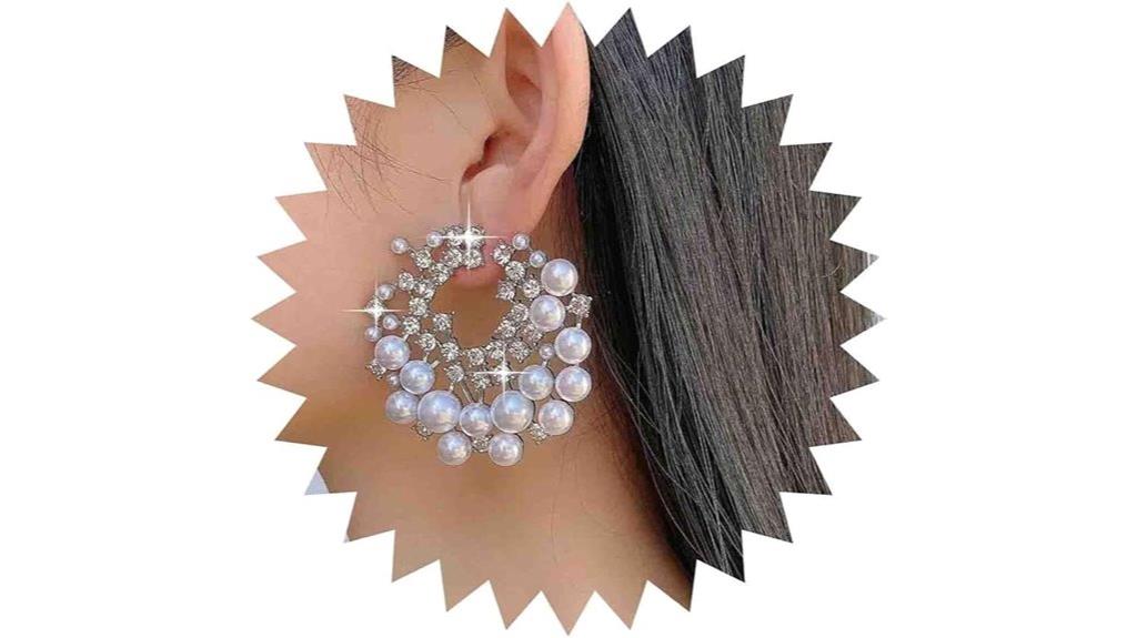 boho silver pearl earrings