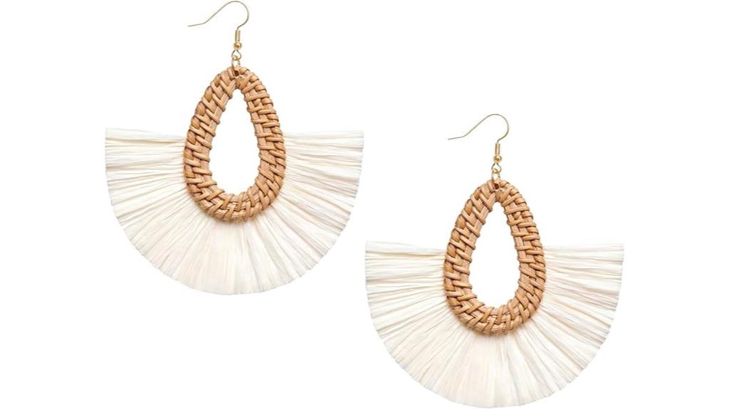 boho summer wicker earrings