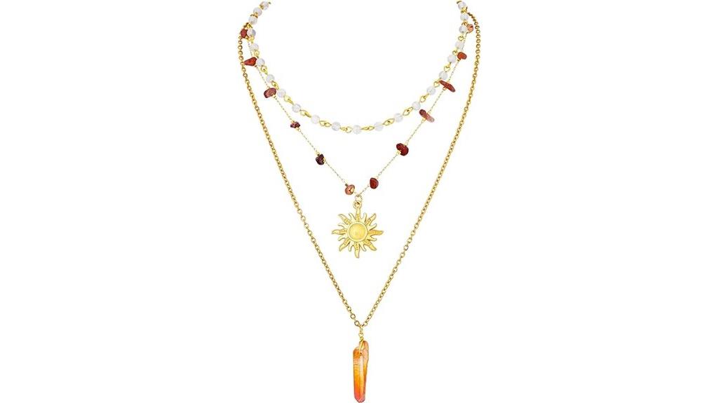 boho sun crystal necklace