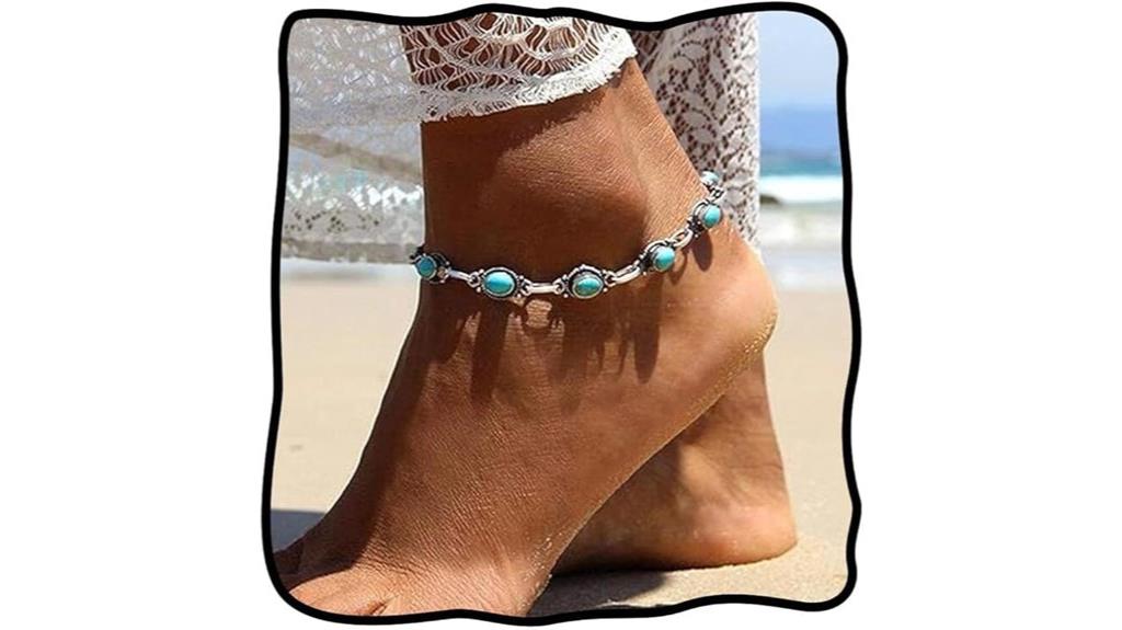 boho turquoise anklet