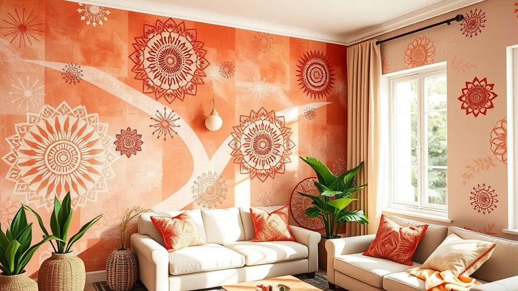 boho wall stencil ideas