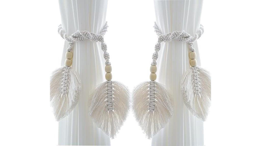 boho wooden bead tiebacks