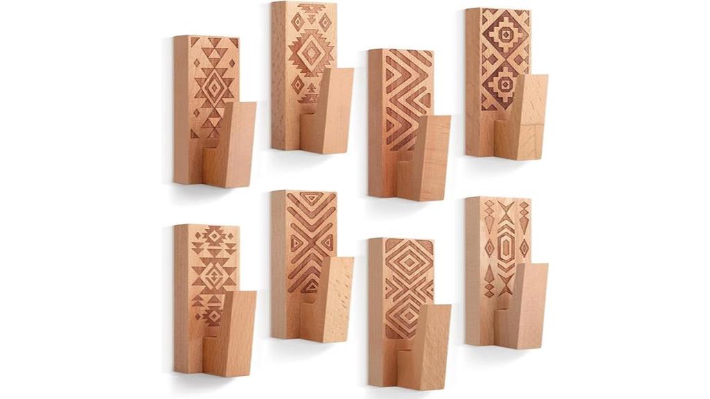 boho wooden wall hooks