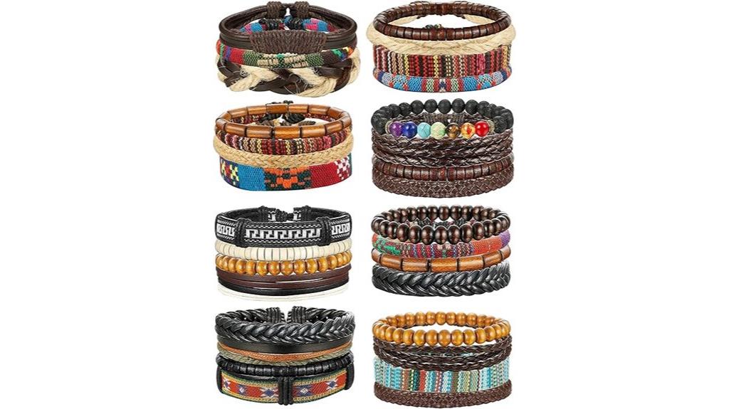 braided leather bracelet set