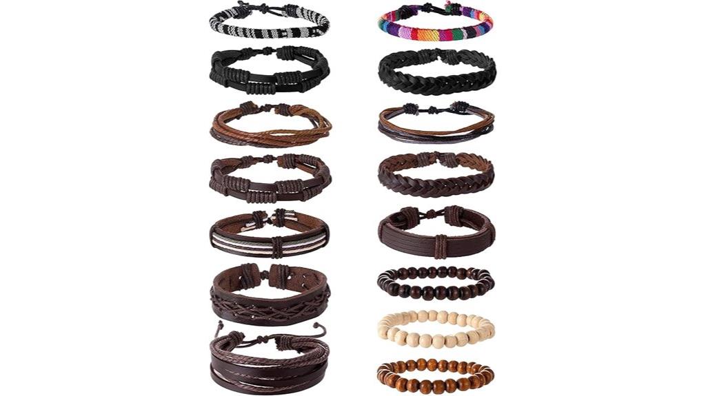 braided leather bracelet set