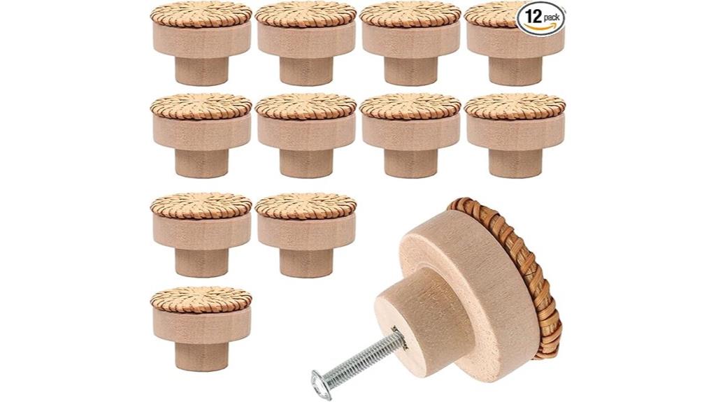 brown rattan dresser knob set