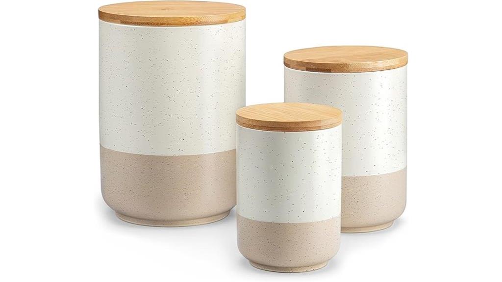 ceramic canisters with wood lids