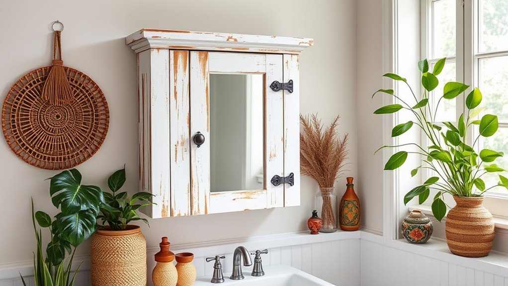 chic boho bathroom storage