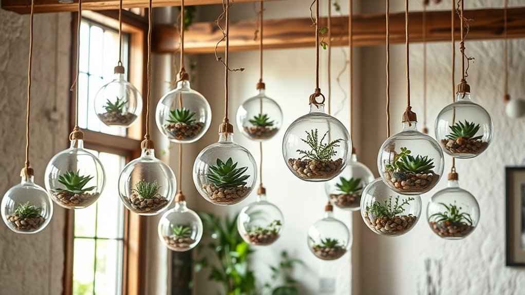 chic boho hanging terrariums