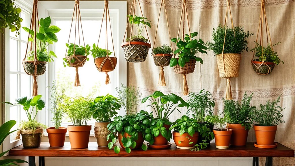 chic boho indoor herb planters