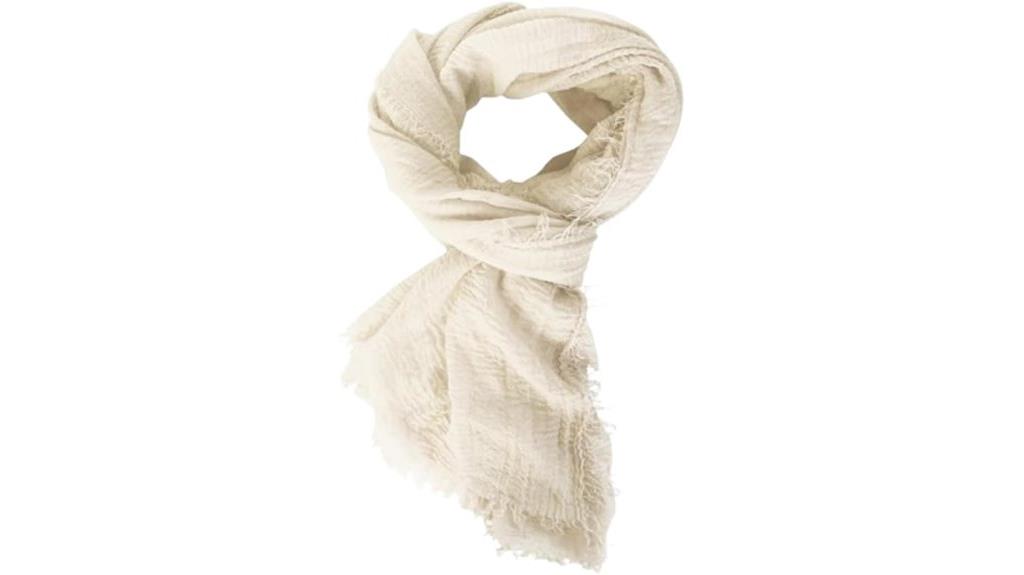 cream fringed boho scarf