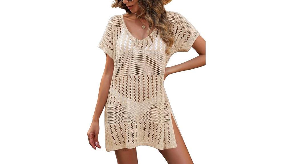 crochet v neck beach dress