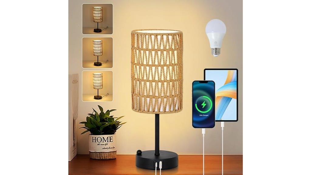 dimmable rattan touch lamp