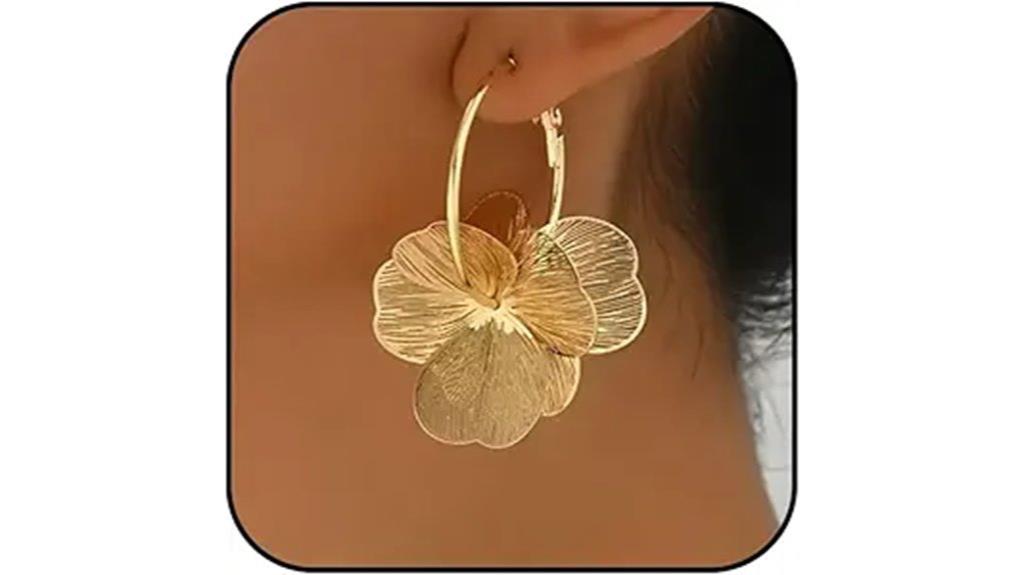 elegant gold floral earrings