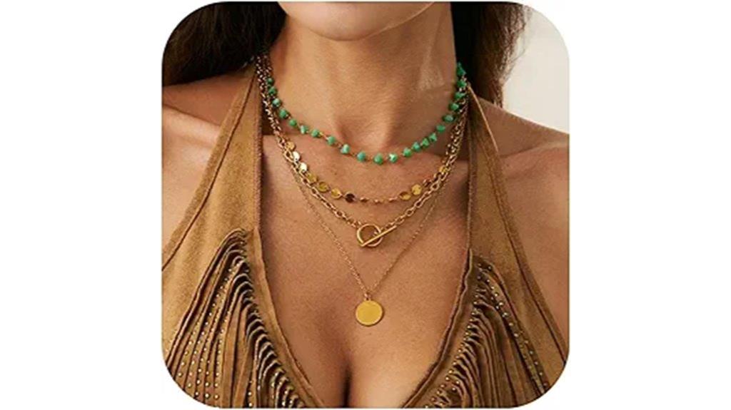 elegant multi layer gold necklaces