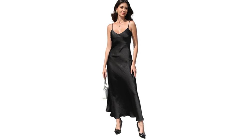 elegant satin v neck dress