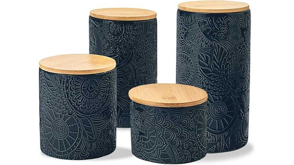 embossed ceramic canister set