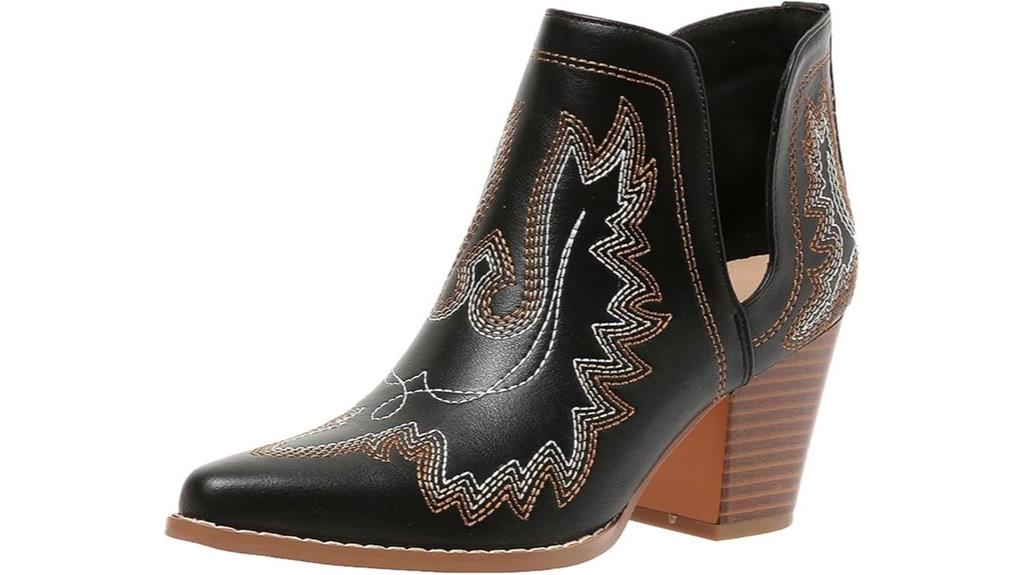 embroidery pointed toe boots