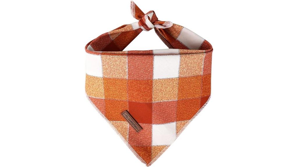 fall orange plaid dog bandanas