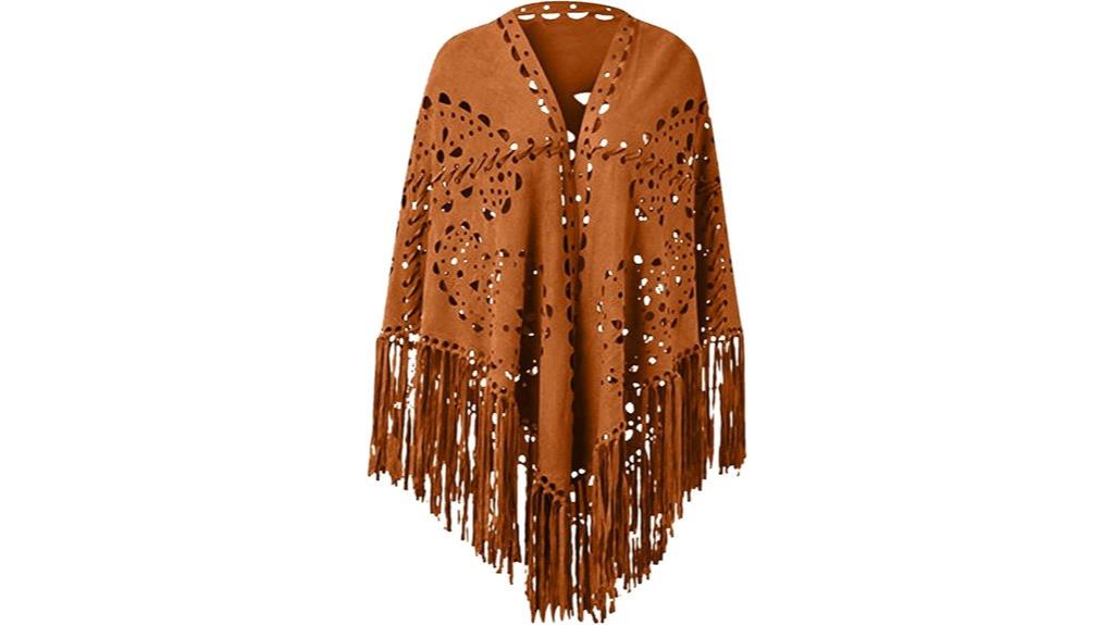 faux suede fringe shawls
