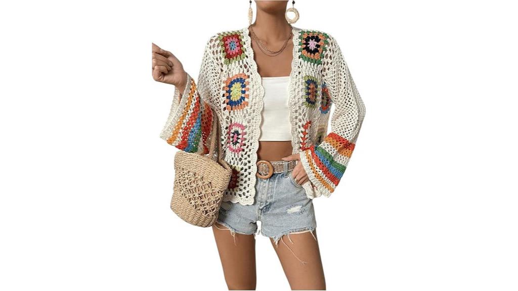floral crochet women s cardigan