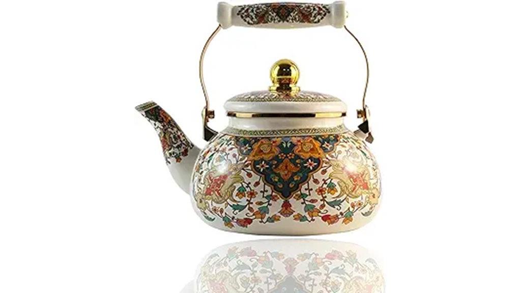 floral enamel tea kettle