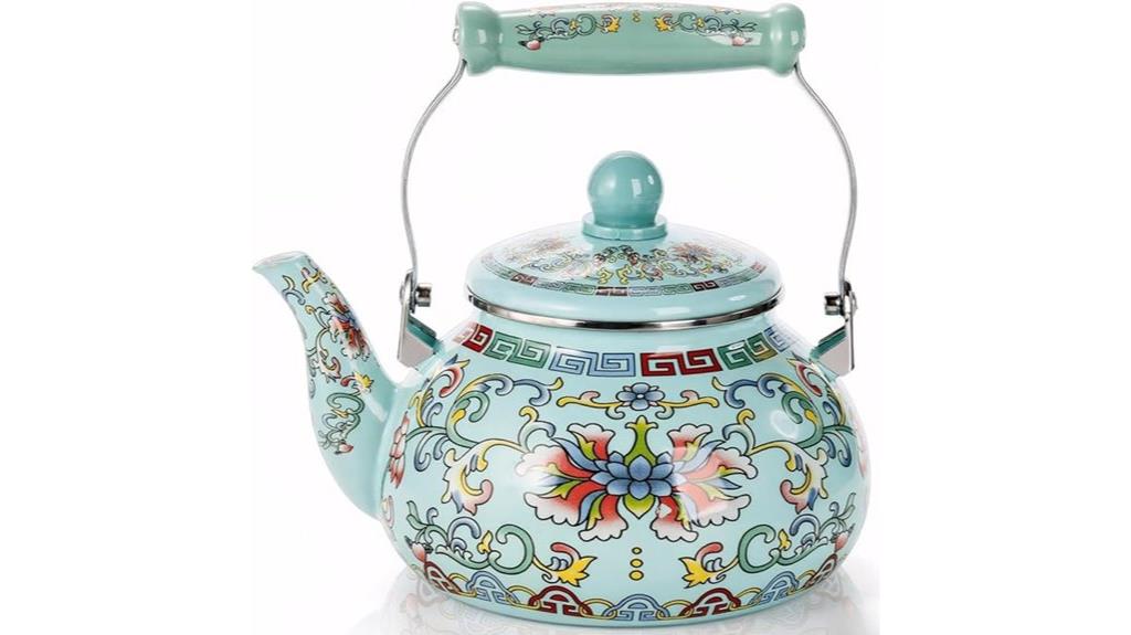 floral enamel tea kettle