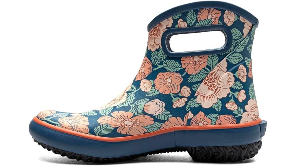 floral patch ankle rainboots