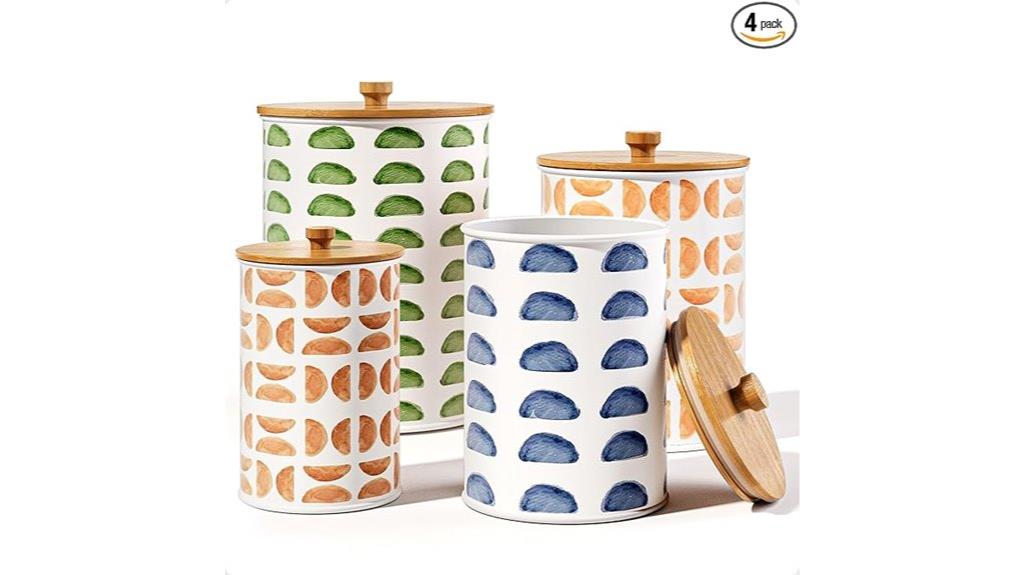 four airtight kitchen canisters