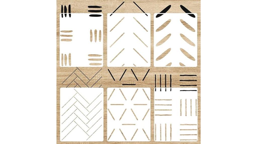 geometric herringbone wall stencils