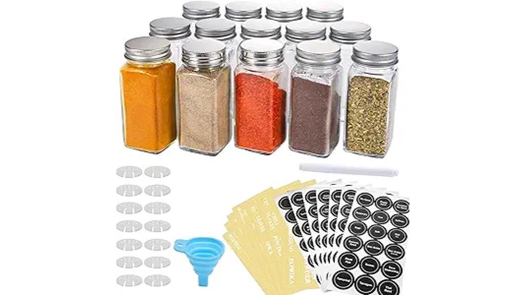 glass spice jar set