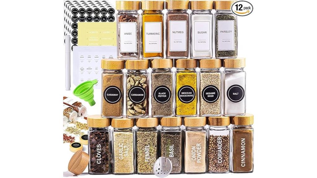 glass spice jars set