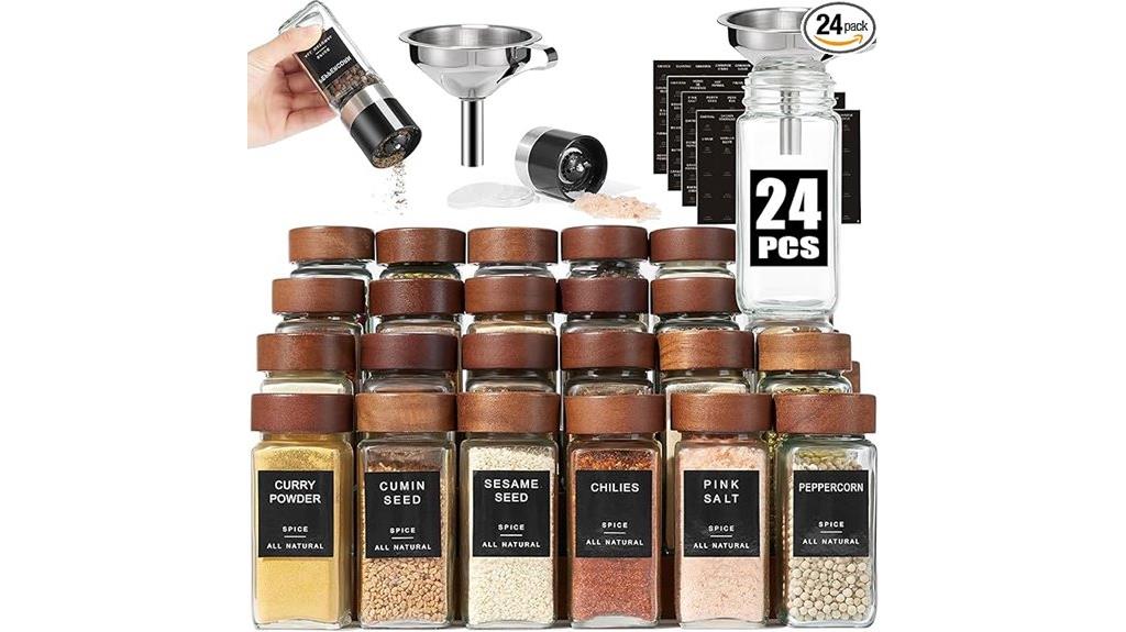 glass spice jars set