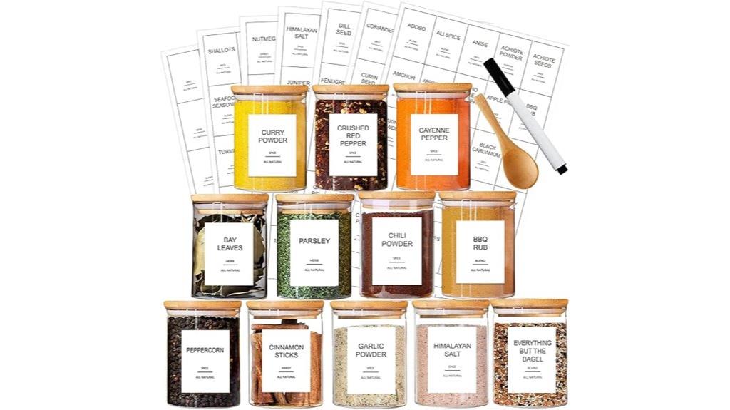 glass spice jars set