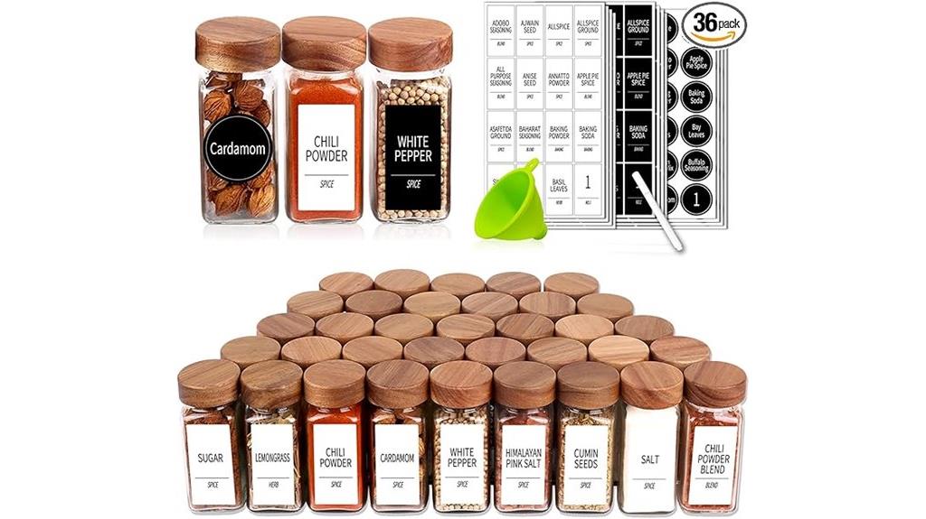 glass spice jars with labels
