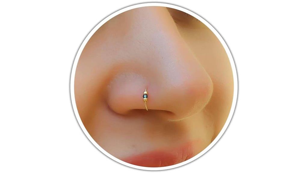 gold nose ring with blue gem