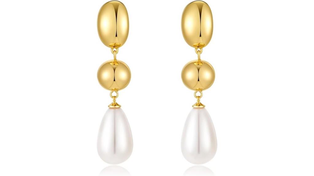 gold pearl drop earrings