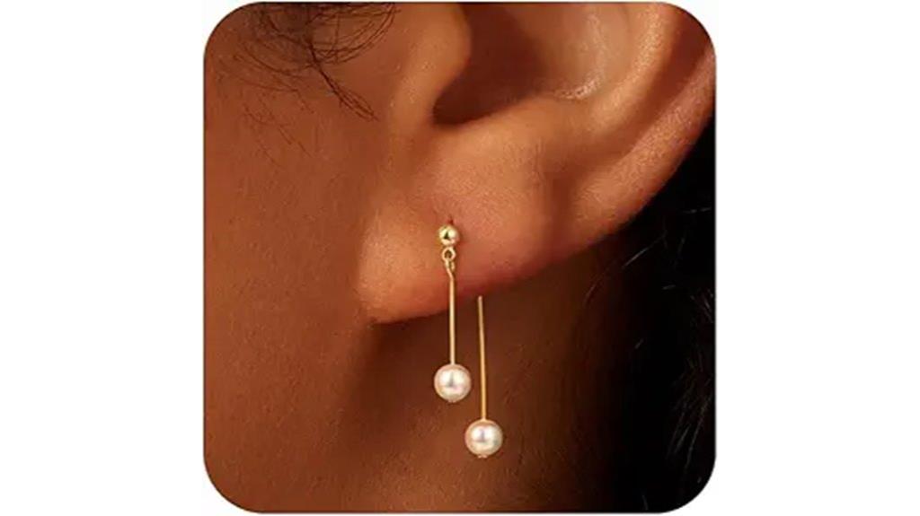 gold plated pearl drop earrings