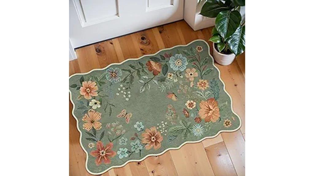 green floral entry rug